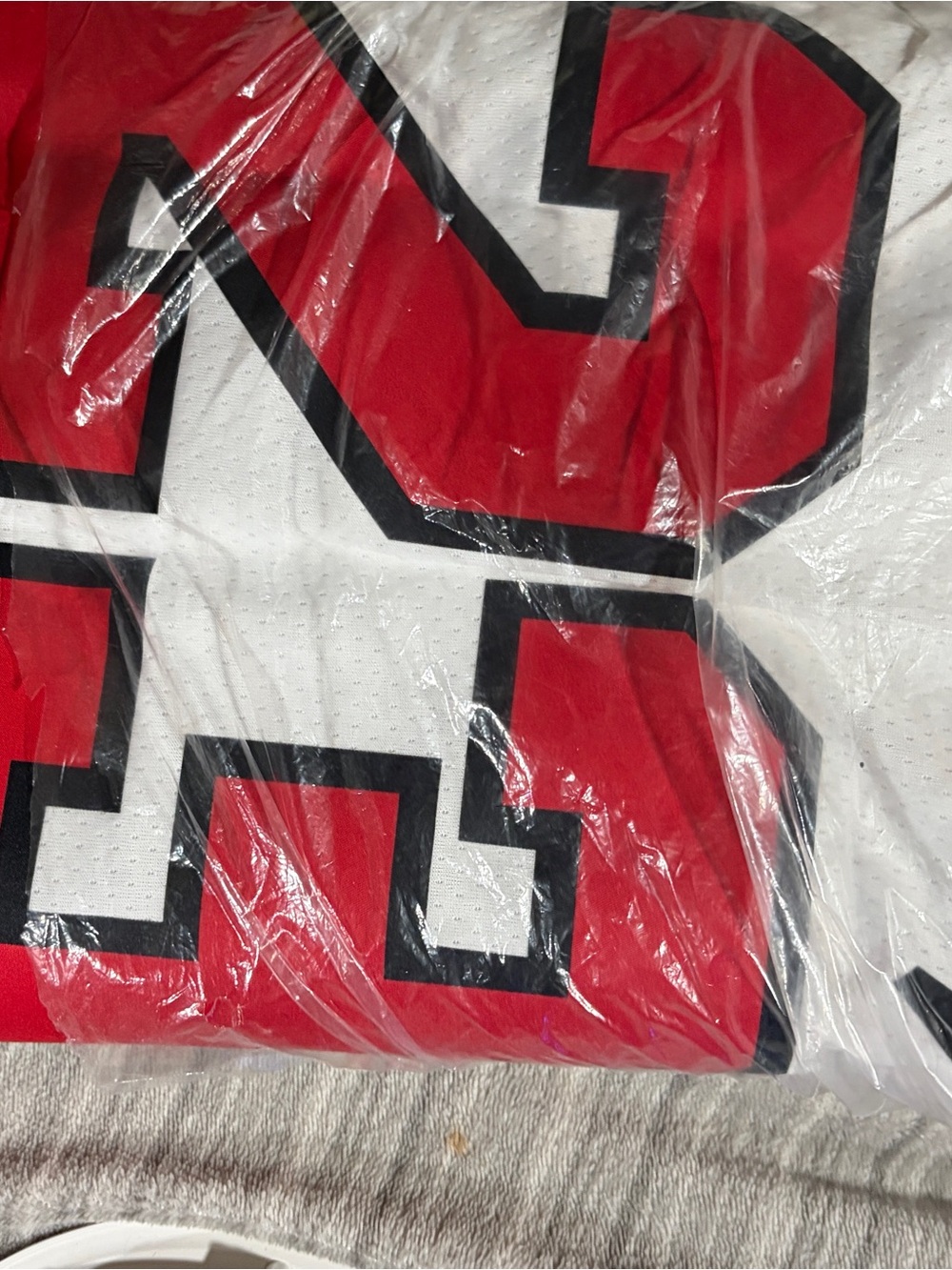Nike Red and White Men's Jersey with Black Trim